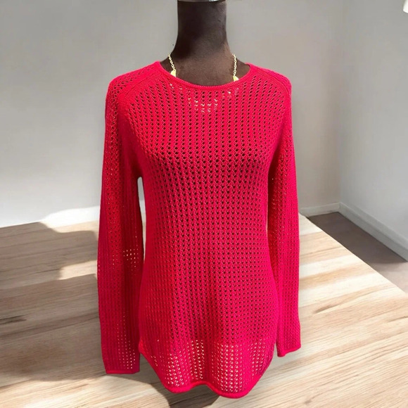 Jeanne Pierre open knit sweater red size medium - Picture 1 of 6